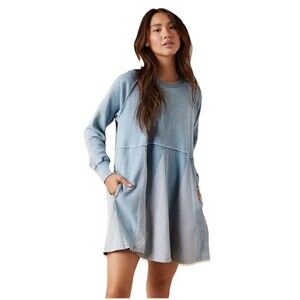 American Eagle Blue Fleece Babydoll Mini Dress Indie Y2K Grunge XS